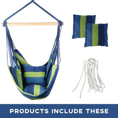 Garden Deluxe Hanging Hammock Chair Outdoor Camping Swing (Blue/Green) - JUST Hammocks
