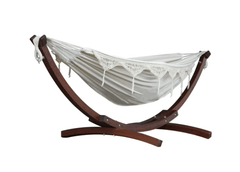 Double Cotton Hammock with Solid Pine Arc Stand - Natural - JUST Hammocks