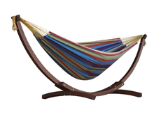 Double Cotton Hammock with Solid Pine Arc Stand - Tropical - JUST Hammocks