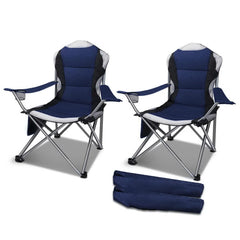 Weisshorn 2X Camping Chairs Folding Arm Chair Portable Outdoor Garden Fishing