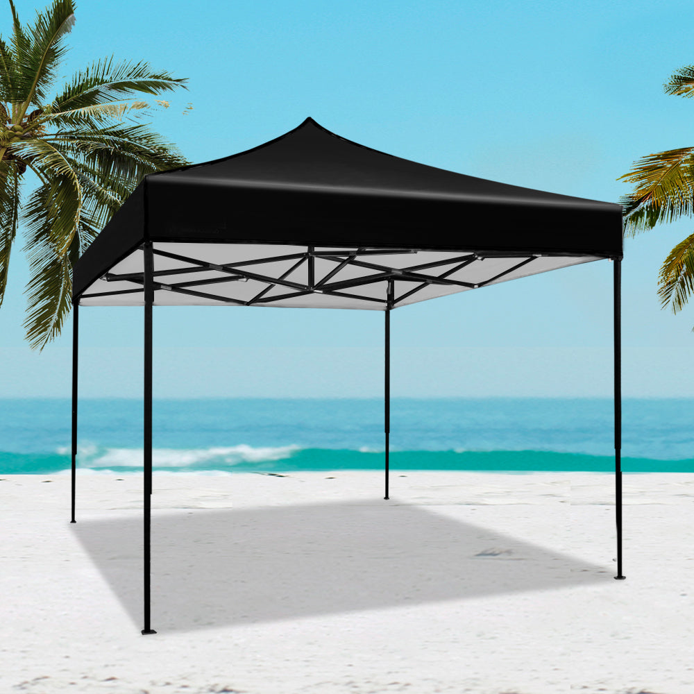 Instahut Gazebo Pop Up Marquee 3x3 Outdoor Tent Folding Wedding Gazebos Black