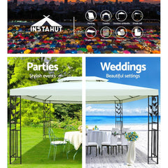 Instahut Gazebo 4x3m Party Marquee Outdoor Wedding Event Tent Iron Art Canopy