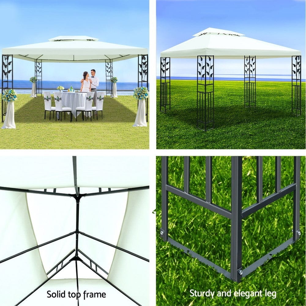 Instahut Gazebo 4x3m Party Marquee Outdoor Wedding Event Tent Iron Art Canopy