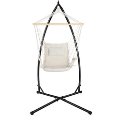 Gardeon Outdoor Hammock Chair with Steel Stand Hanging Hammock Beach Cream