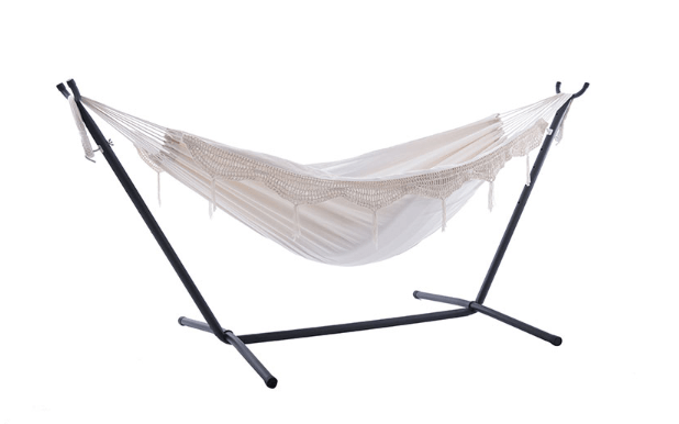 Hammock Combo - Double Deluxe Natural with Fringe Hammock with Stand (250cm) - JUST Hammocks