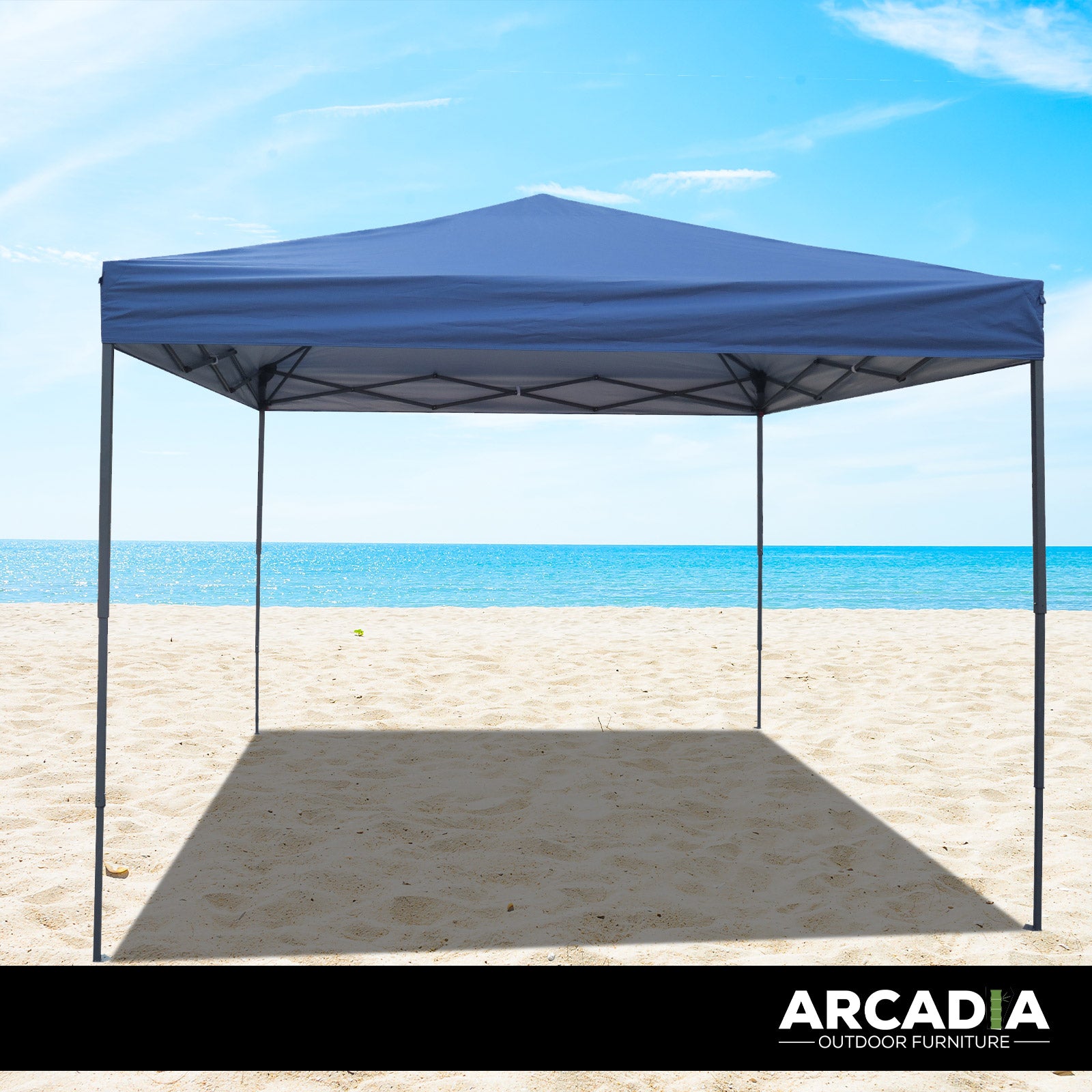 Arcadia Furniture Gazebo 3 x 3 Metre Canopy Navy Portable Pop Up Outdoor Beach
