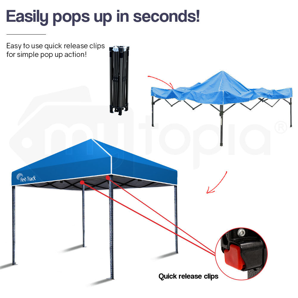 Red Track 3x3m Folding Blue Gazebo Shade Outdoor Pop-Up Blue Foldable Marquee
