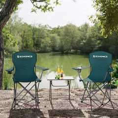 SONGMICS Set of 2 Folding Camping Outdoor Chairs Dark Green