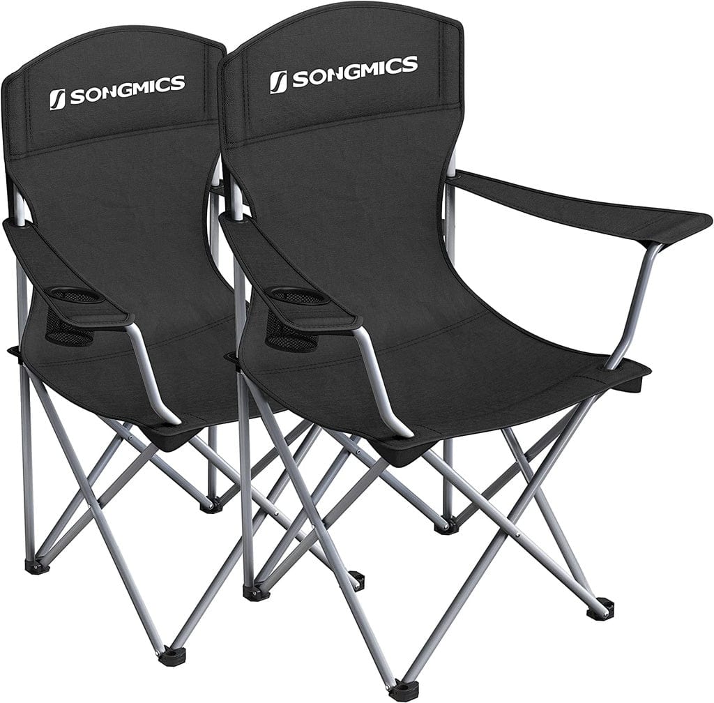 SONGMICS Set of 2 Folding Camping Outdoor Chairs Black