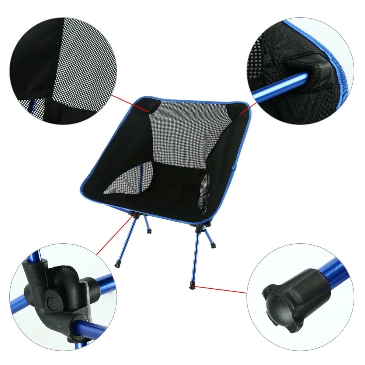 Ultralight Aluminum Alloy Folding Camping Camp Chair Outdoor Hiking Full Blue