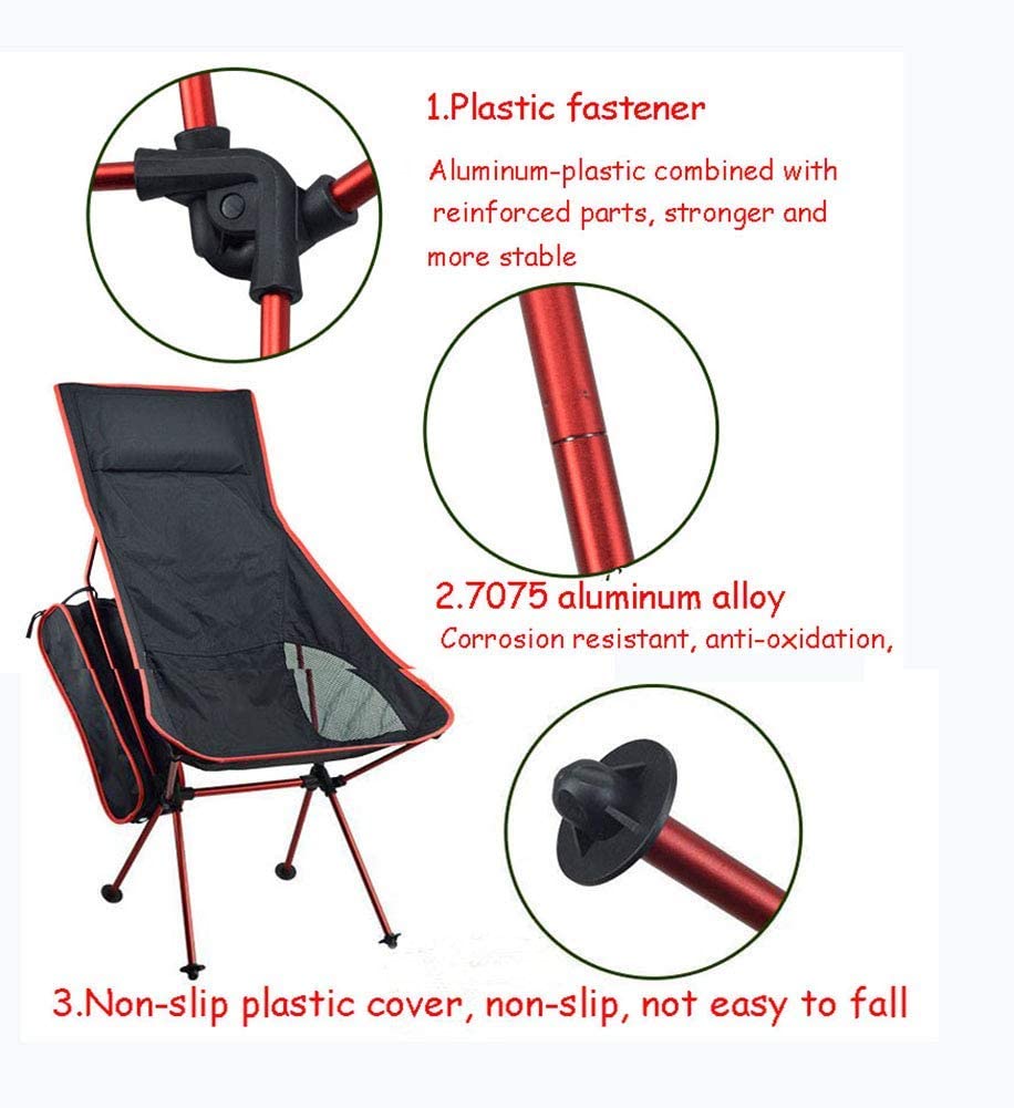 Camping Chair Folding High Back Backpacking Chair with Headrest Orange