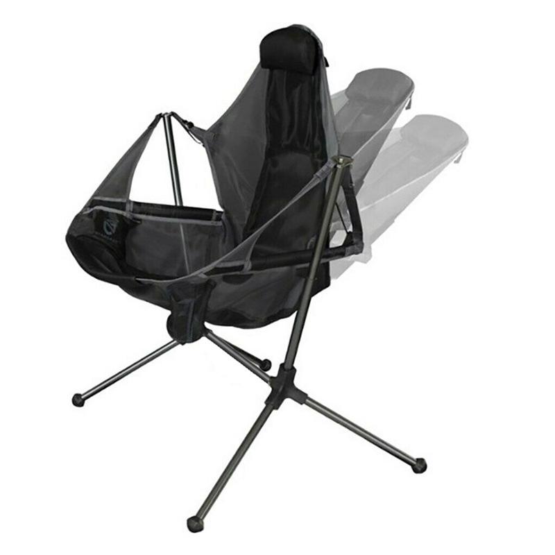 Camping Chair Foldable Swing Luxury Recliner Relaxation Swinging Comfort Lean Back Outdoor Folding Chair Outdoor Freestyle Portable Folding Rocking Chair Black