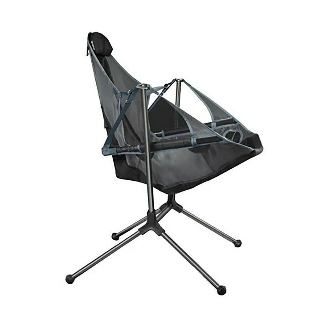 Camping Chair Foldable Swing Luxury Recliner Relaxation Swinging Comfort Lean Back Outdoor Folding Chair Outdoor Freestyle Portable Folding Rocking Chair Black