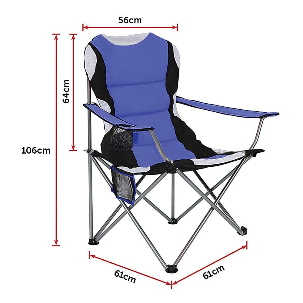 2x Folding Camping Arm Chairs Portable Outdoor Garden Fishing Tourer
