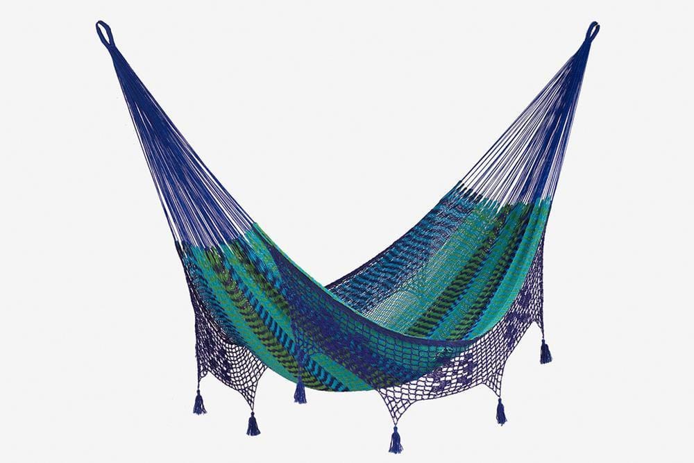Deluxe Outdoor Cotton Mexican Hammock  in Caribe  Colour - JUST Hammocks