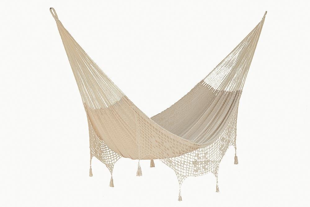 Deluxe Outdoor Cotton Mexican Hammock  in Cream Colour King Size - JUST Hammocks