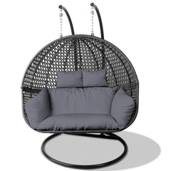 Gardeon Outdoor Double Hanging Swing Chair - Black - JUST Hammocks