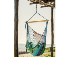 Extra Large Mexican Hammock Chair in Outdoor Cotton Colour Caribe - JUST Hammocks
