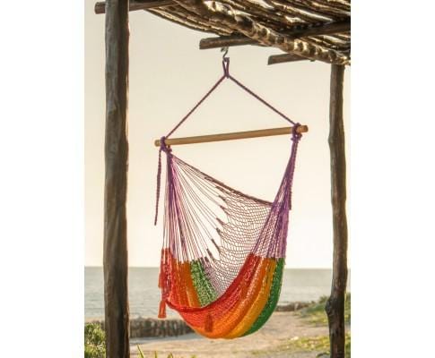 Extra Large Mexican Hammock Chair in Outdoor Cotton Colour Rainbow - JUST Hammocks