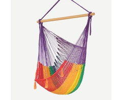Extra Large Mexican Hammock Chair in Outdoor Cotton Colour Rainbow - JUST Hammocks