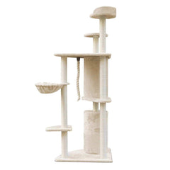 i.Pet Cat Tree Trees Scratching Post Scratcher Tower Condo House Furniture Wood Beige - JUST Hammocks