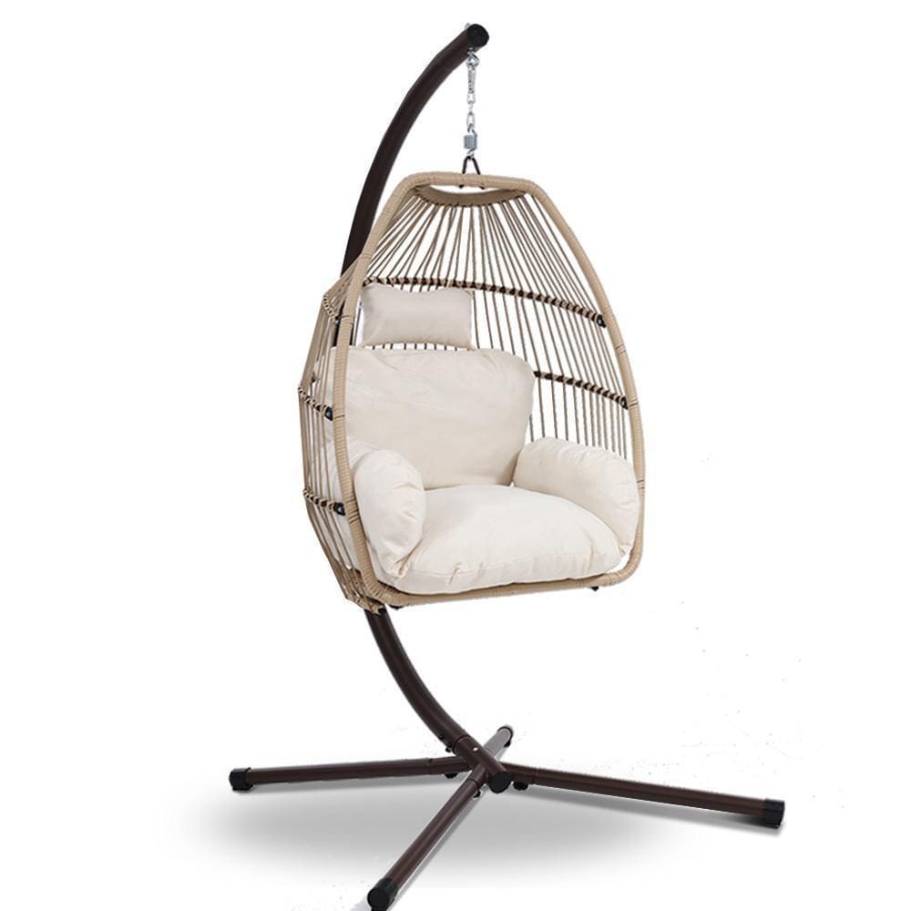 Gardeon Outdoor Furniture Egg Hanging Swing Chair Stand Wicker Rattan Hammock - JUST Hammocks