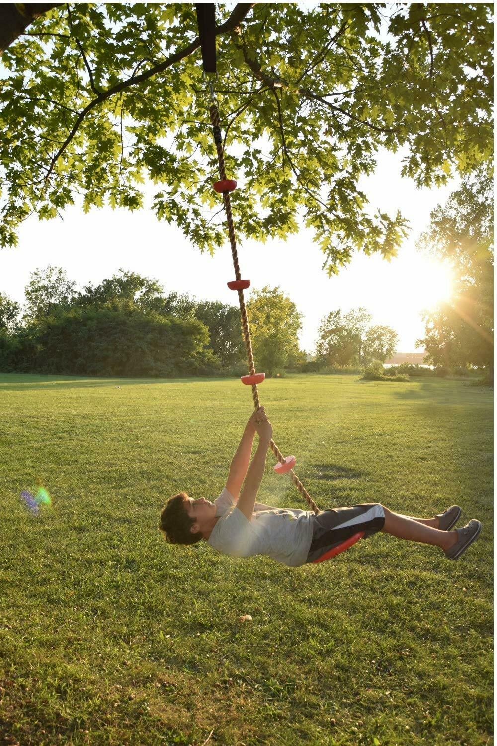 Tree Climbing Rope and Kids Outdoor Swing with Foot Hold Platforms
