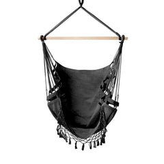 Gardeon Hammock Chair Outdoor Tassel Hanging Rope Portable Hammocks Swing Grey - JUST Hammocks