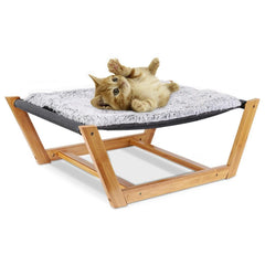 Summer Winter Cat Hammock Bed Bamboo Frame Swing Hanging Cradle w/ Plush Blanket - JUST Hammocks