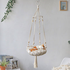 Macrame Cat Hammock Boho Style Kitty Hanging Swing Bed