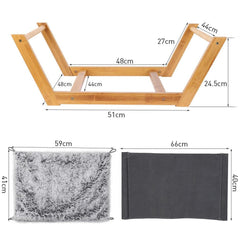 Summer Winter Cat Hammock Bed Bamboo Frame Swing Hanging Cradle w/ Plush Blanket - JUST Hammocks