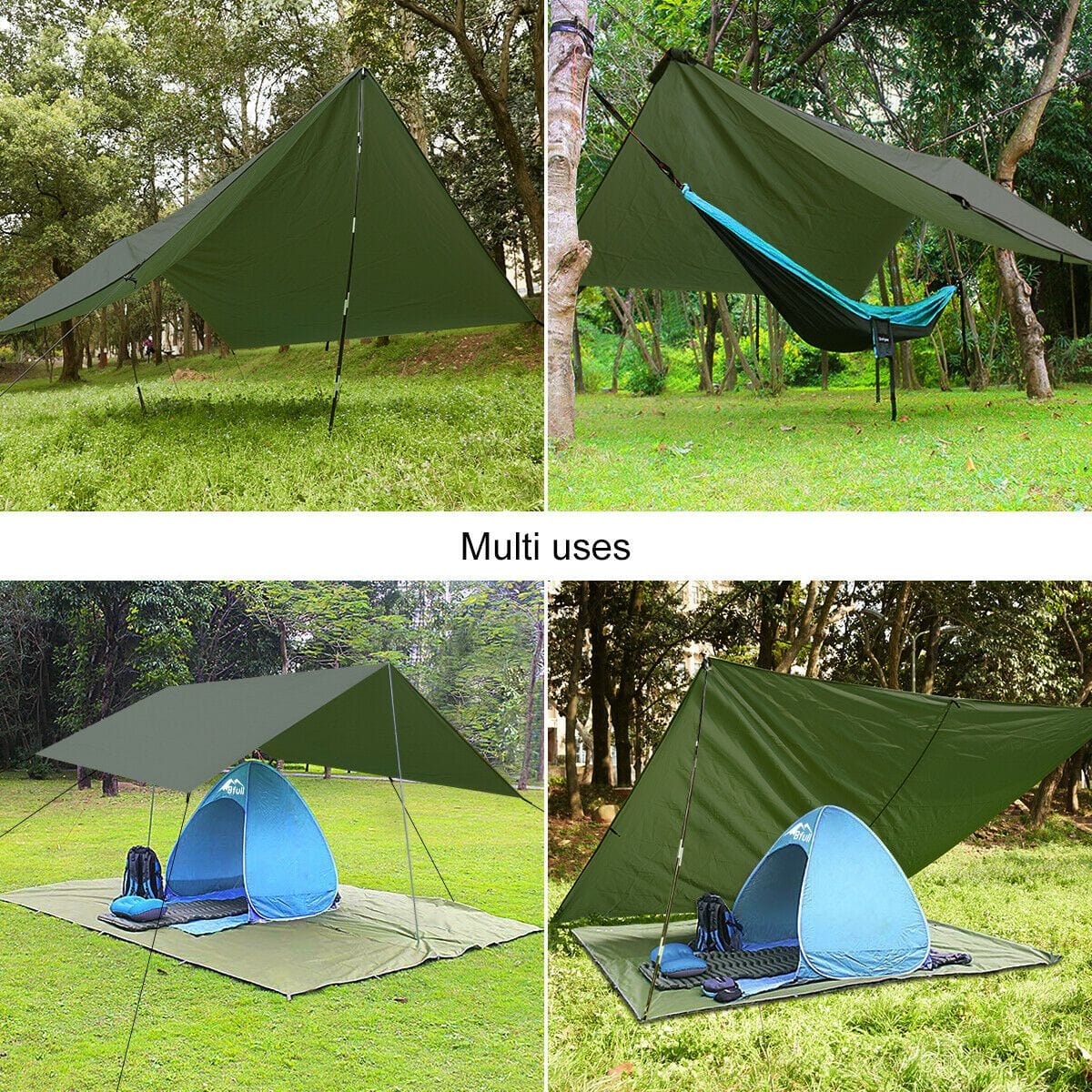 Camping Tarp Shelter Waterproof Hammock Rain Fly Tent Picnic Blanket 3x3m - JUST Hammocks